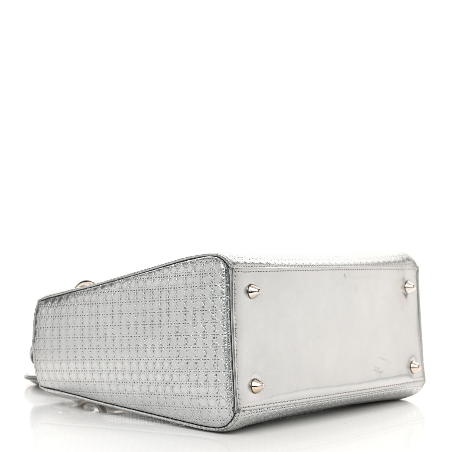 Christian Dior Metallic Patent Micro-Cannage Medium Lady Dior Silver 4 of 16