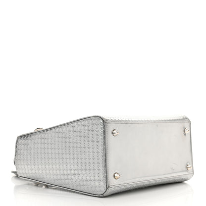 Christian Dior Metallic Patent Micro-Cannage Medium Lady Dior Silver 4 of 16