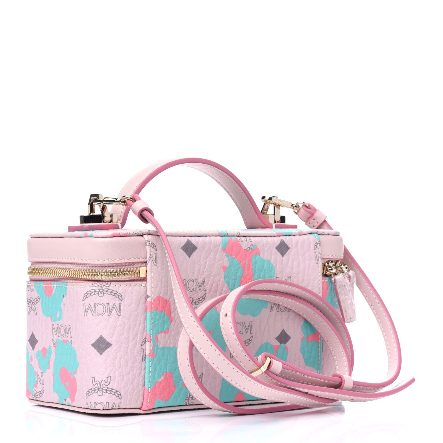 MCM Visetos Floral Leopard Vanity Case Pink 2 of 10