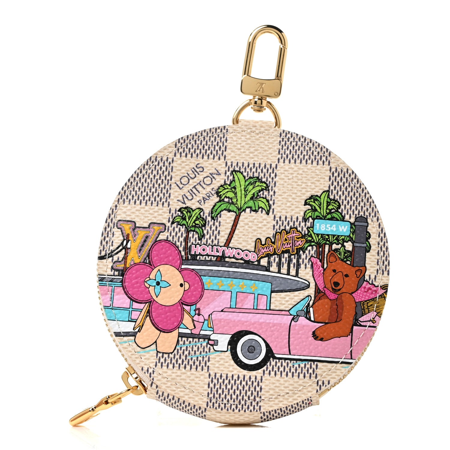 Louis Vuitton Damier Azur 2021 Christmas Animation Hollywood Bag Charm Fuchsia 1 of 8