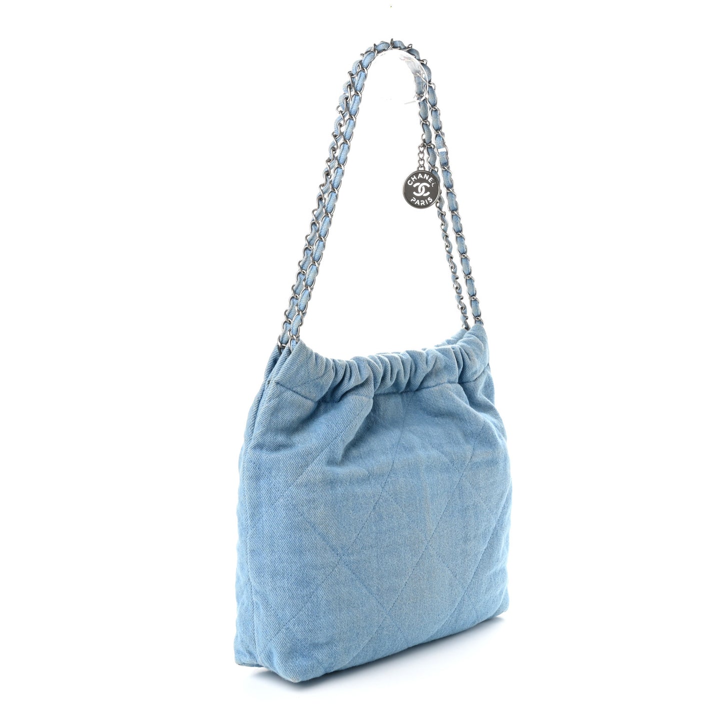 Denim Quilted Chanel 22 Light Blue