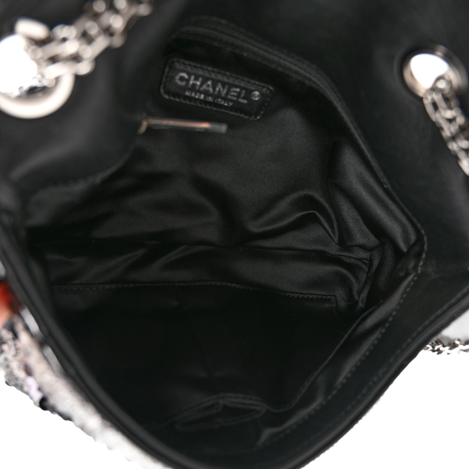 Chanel Sequin Striped Medium Reissue Flap Black Silver 5 of 10