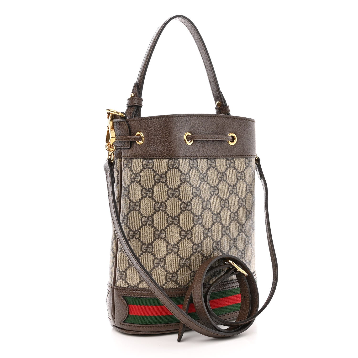 Gucci GG Supreme Monogram Web Small Ophidia Bucket Bag Brown 3 of 11