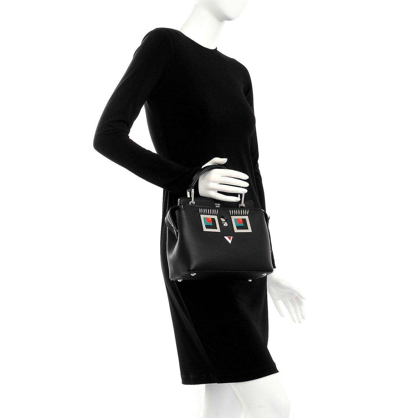 Vitello Baltico Hypnoteyes Studded Small Dotcom Click Chain Satchel Black