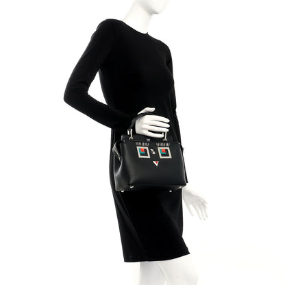 Fendi Vitello Baltico Hypnoteyes Studded Small Dotcom Click Chain Satchel Black 3 of 10