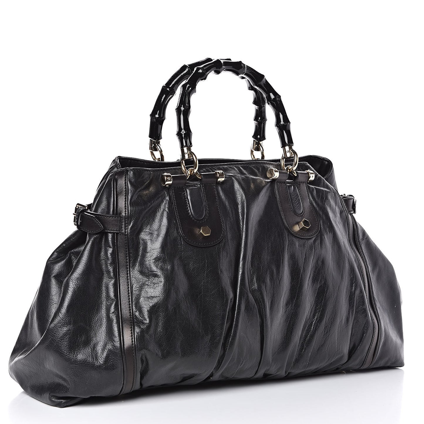 Dialux Pop Bamboo Large Top Handle Tote Black