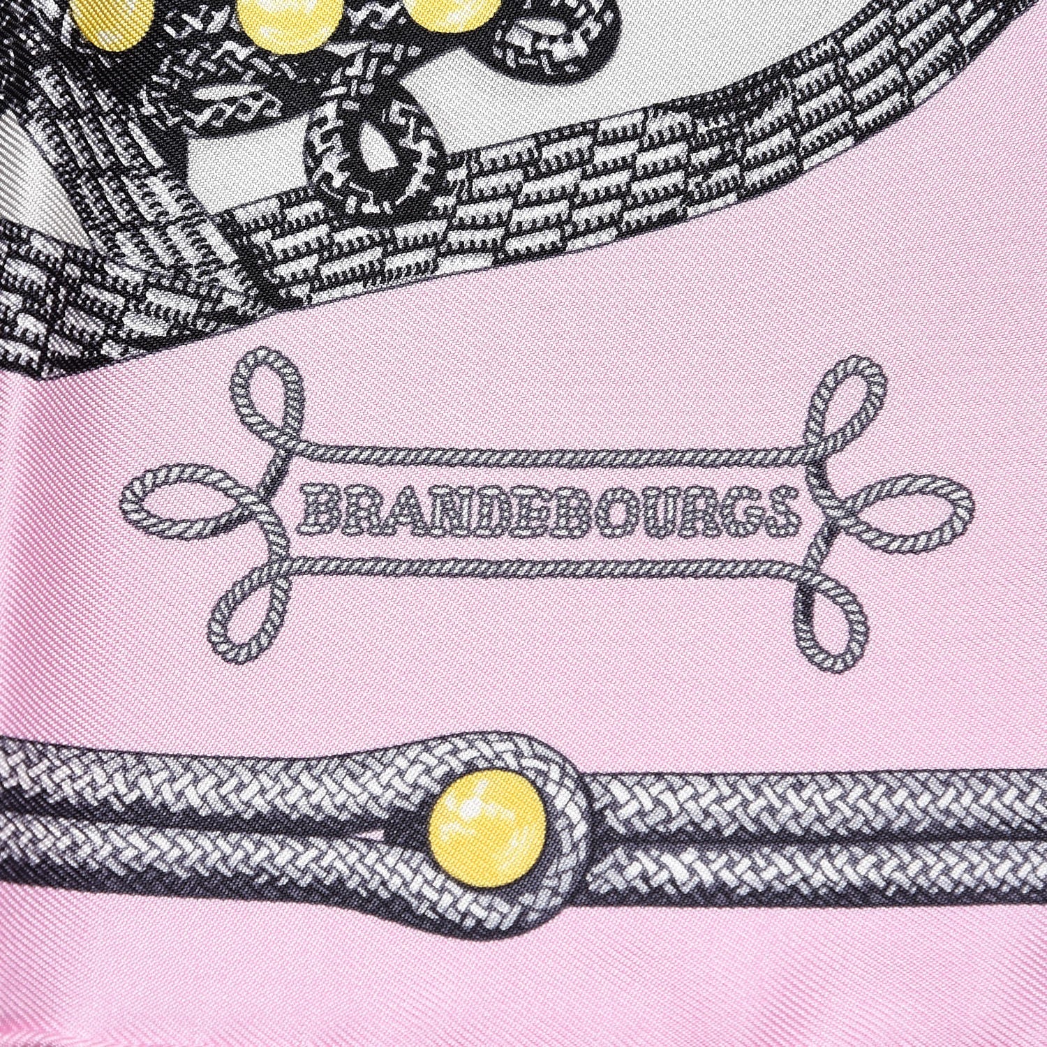 Hermes Silk Brandebourgs Pocket Square Rose Dragee Gris Anthracite 6 of 6
