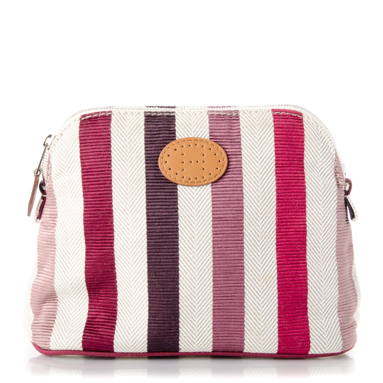 Hermes Cotton Viscose Striped Bolide Travel Cosmetic Pouch 1 of 7