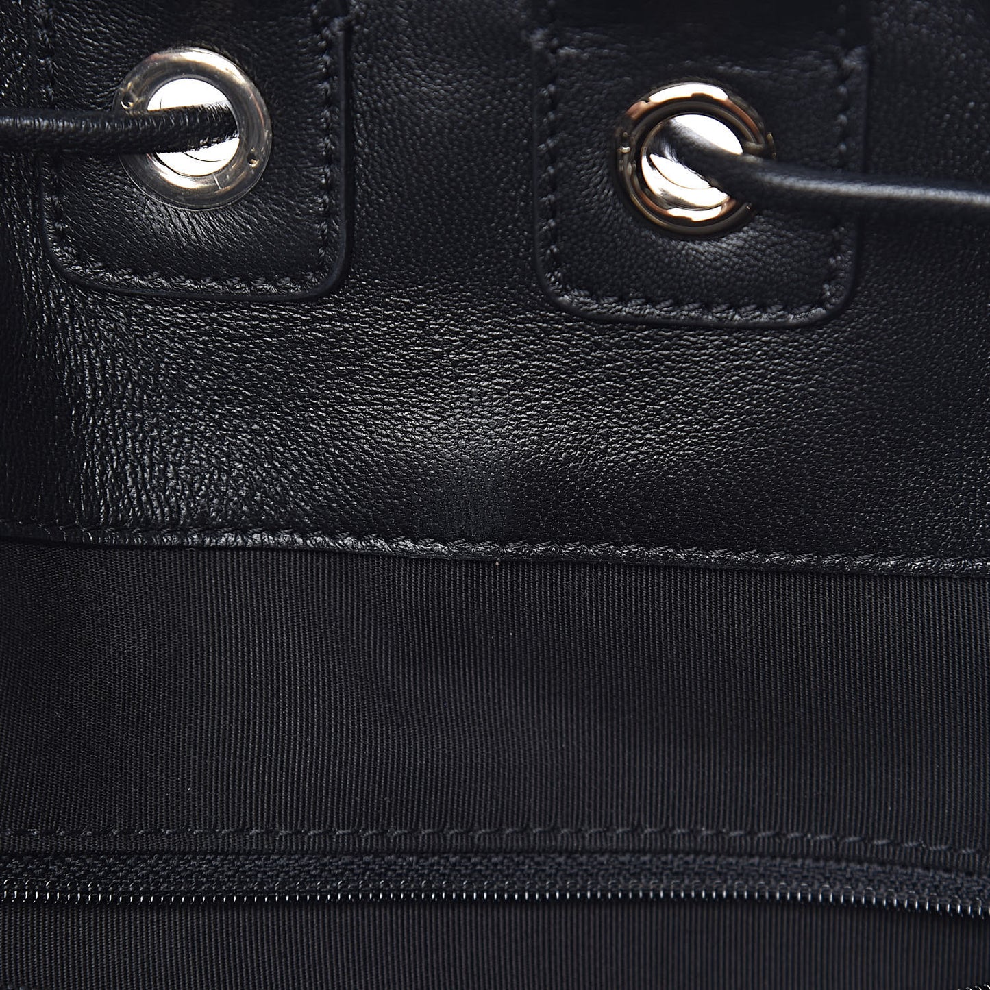 Lambskin Quilted Drawstring Backpack Black