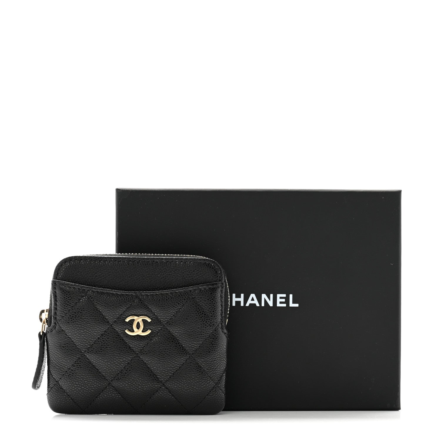 Chanel Caviar Quilted Zip Card Holder Wallet Black 8 of 8