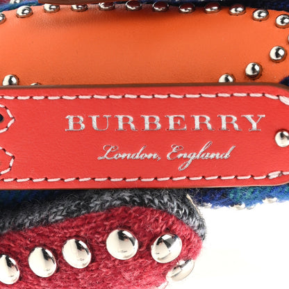 Burberry Calfskin Wool Cashmere Studded Cat Bag Charm Navy Multicolor 3 of 4