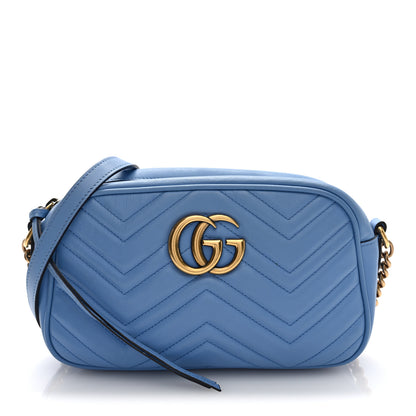 Gucci Calfskin Matelasse Small GG Marmont Chain Shoulder Bag Clear Sky Blue 9 of 11