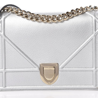 Christian Dior Metallic Grained Calfskin Medium Diorama Flap Bag Silver 9 of 17