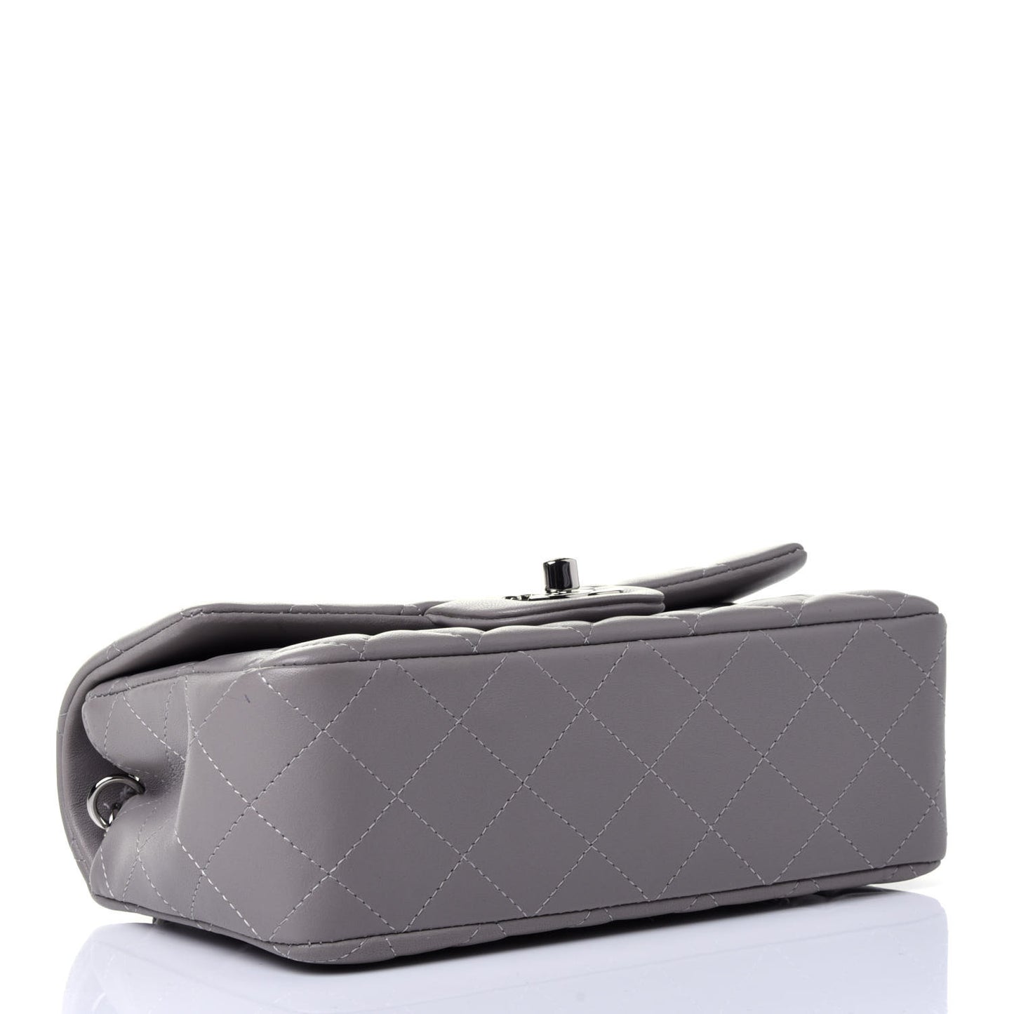 Lambskin Quilted Mini Rectangular Flap Grey