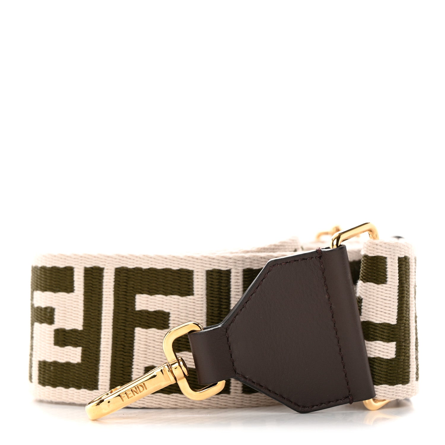 Fendi Ribbon Vitello Seta FF 1974 Adjustable Strap You Nube Military Chocolate 1 of 5