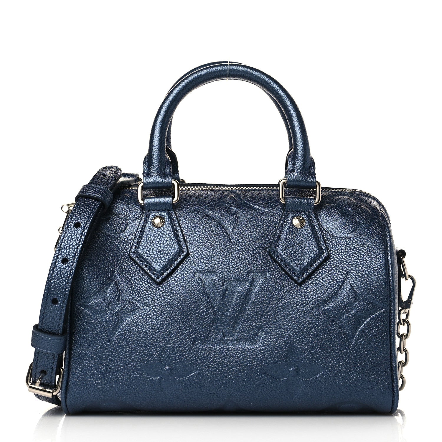 product image of LOUIS VUITTON Metallic Empreinte Monogram Giant Speedy Bandouliere 20 Navy Nacre FASHIONPHILE