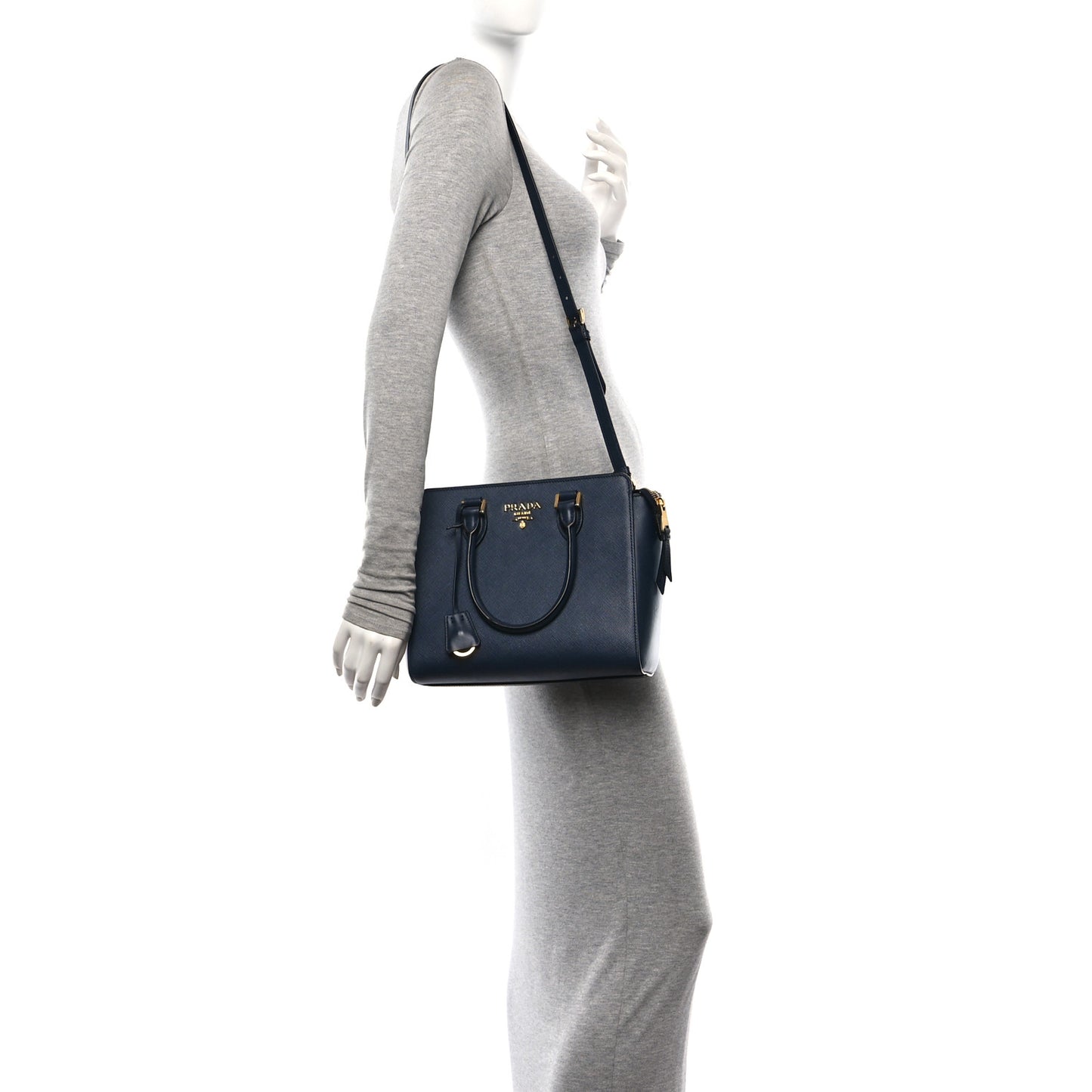 Saffiano Soft Calfskin Small Zippered Tote Baltico