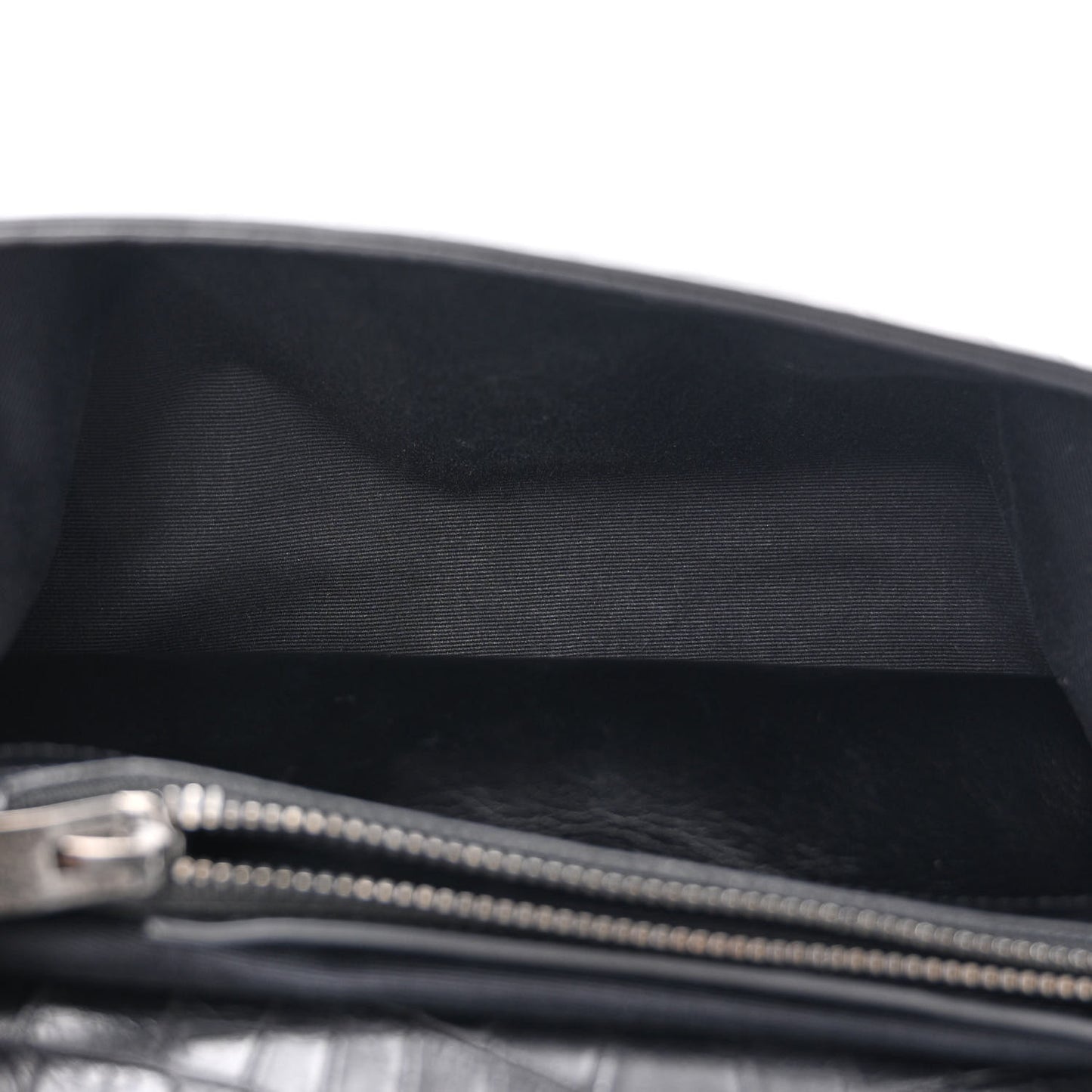Calfskin Crocodile Embossed Medium College Monogram Satchel Black