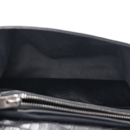 Saint Laurent Calfskin Crocodile Embossed Medium College Monogram Satchel Black 5 of 11