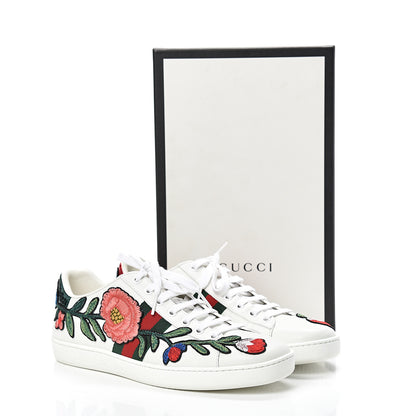 Gucci Calfskin Web Floral Embroidered Womens Ace Sneakers 40 White 10 of 10