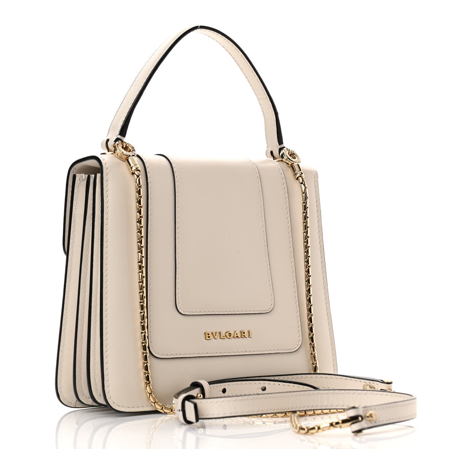 Calfskin Serpenti Forever Top Handle White
