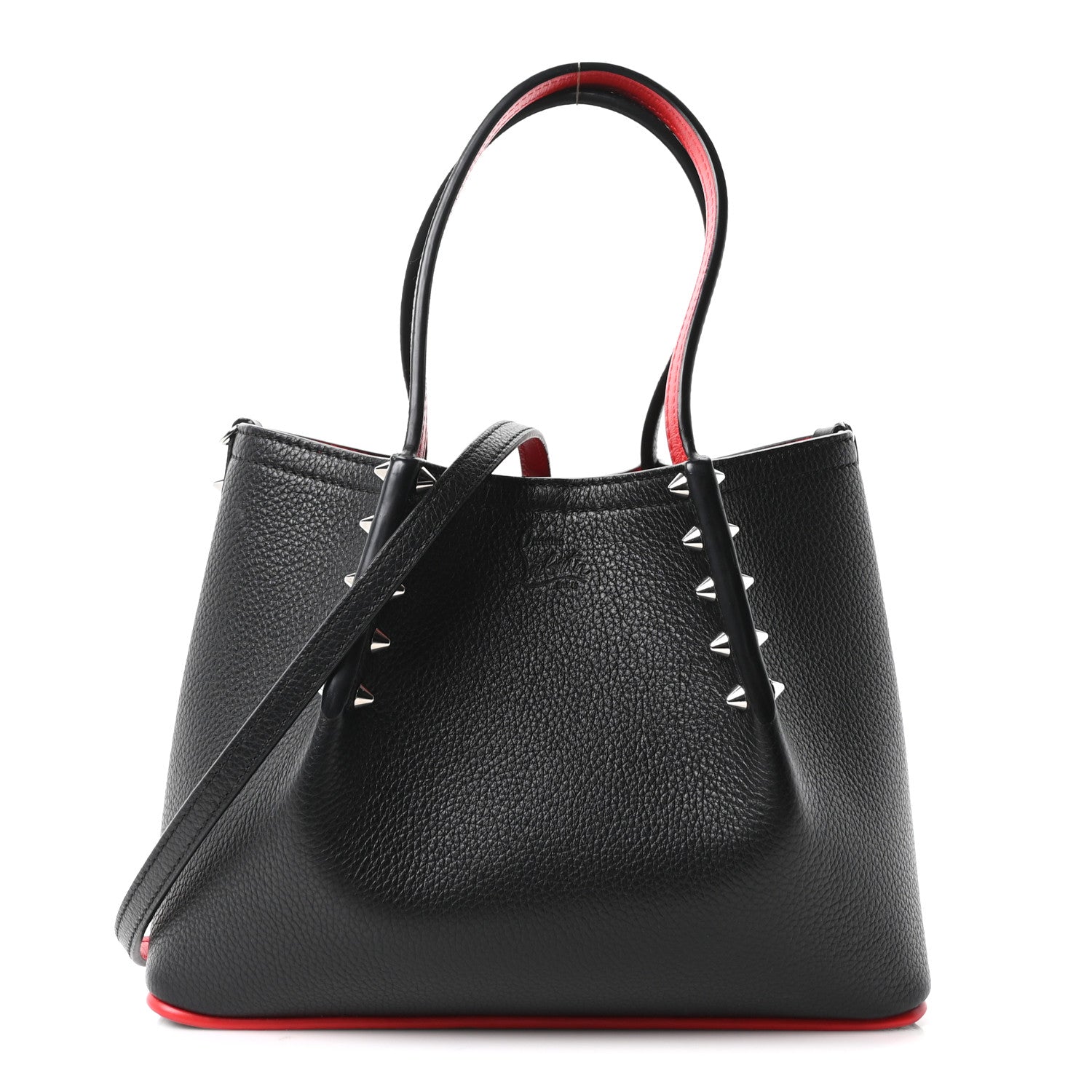 Christian Louboutin Calfskin Spiked Mini Cabarock Shopper Tote Black 1 of 9
