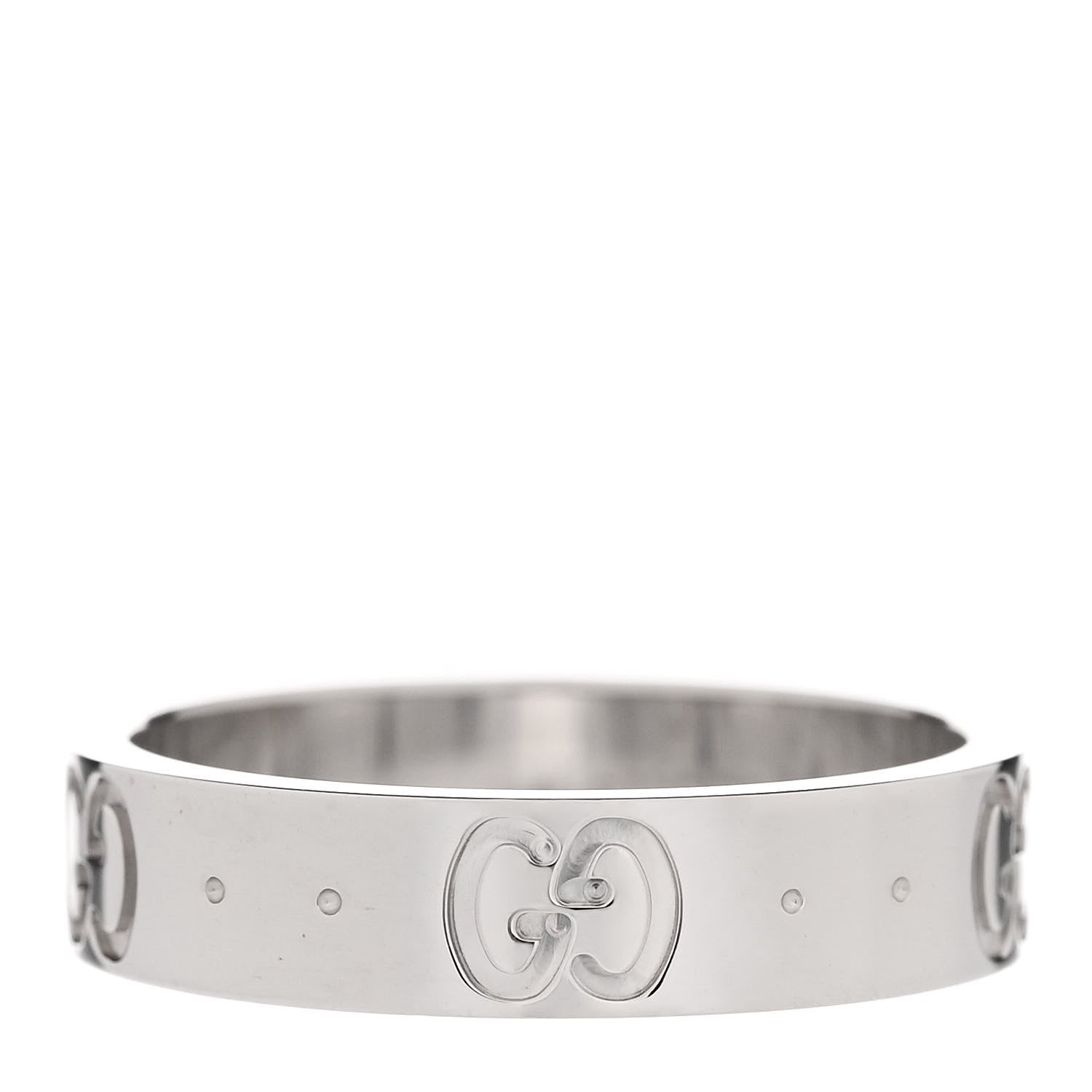 Gucci 18K White Gold 4mm Icon Thin Band Ring 48 4.5 1 of 5