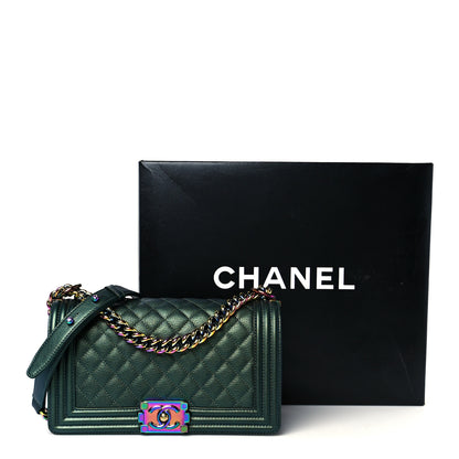 Chanel Iridescent Goatskin Quilted Medium Boy Flap Green 11 of 11