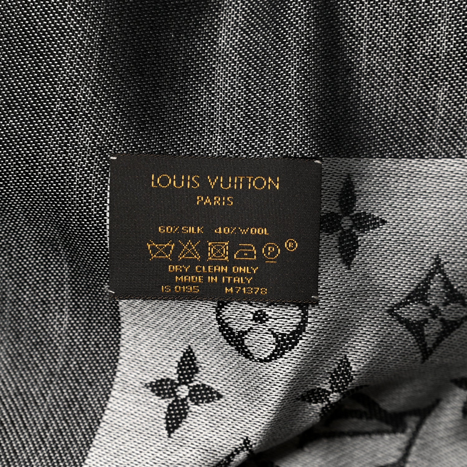 Louis Vuitton Silk Wool Monogram Denim Shawl Black 3 of 5