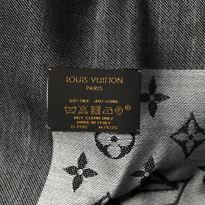 Louis Vuitton Silk Wool Monogram Denim Shawl Black 3 of 5