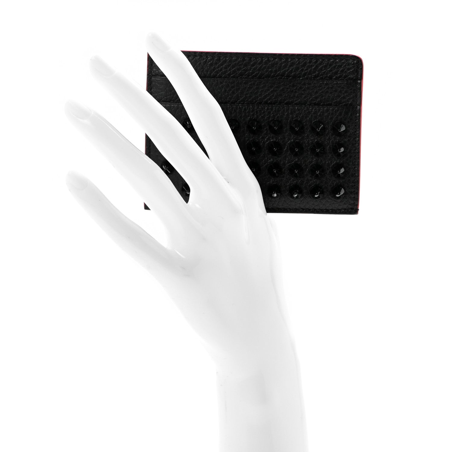 Christian Louboutin Calfskin Paris Spikes Kios Card Holder Black