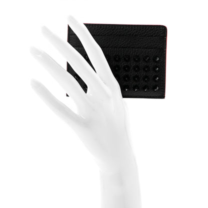 Christian Louboutin Calfskin Paris Spikes Kios Card Holder Black 2 of 8