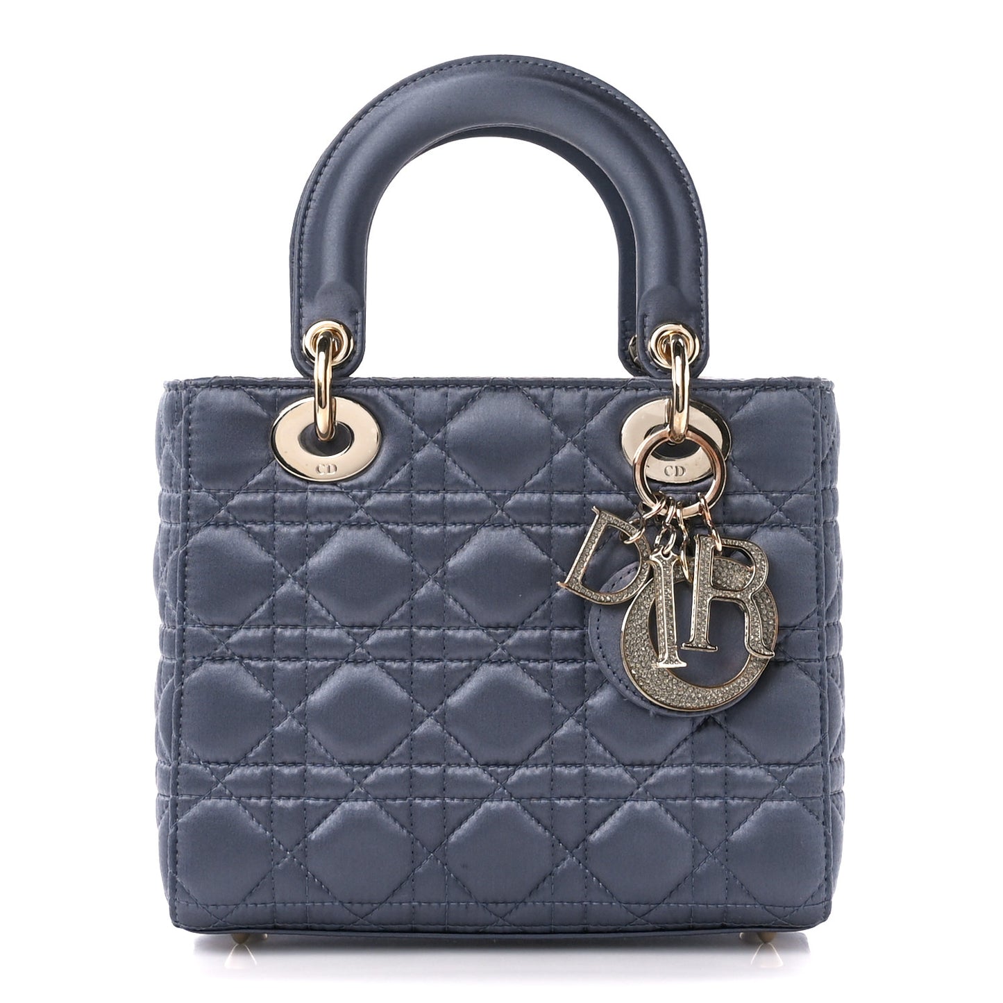 Satin Swarovski Crystal Cannage Small Lady Dior Grey