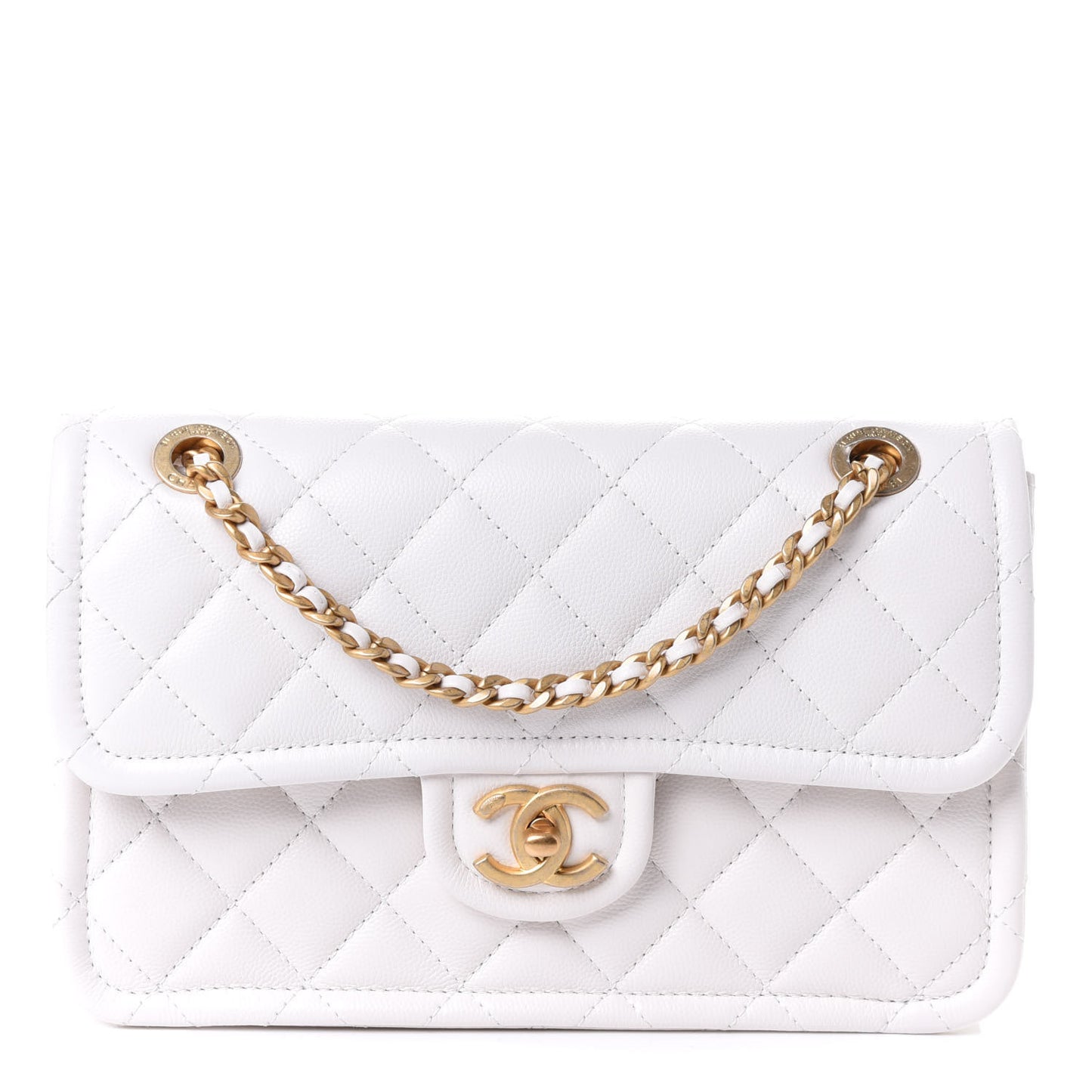 Caviar Quilted Medium Sweet Classic Flap White