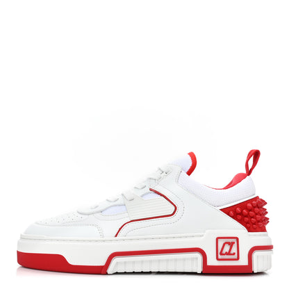 Christian Louboutin Calfskin Suede Nappa Spike Womens Astroloubi Low Top Sneakers 40 White Red 1 of 7
