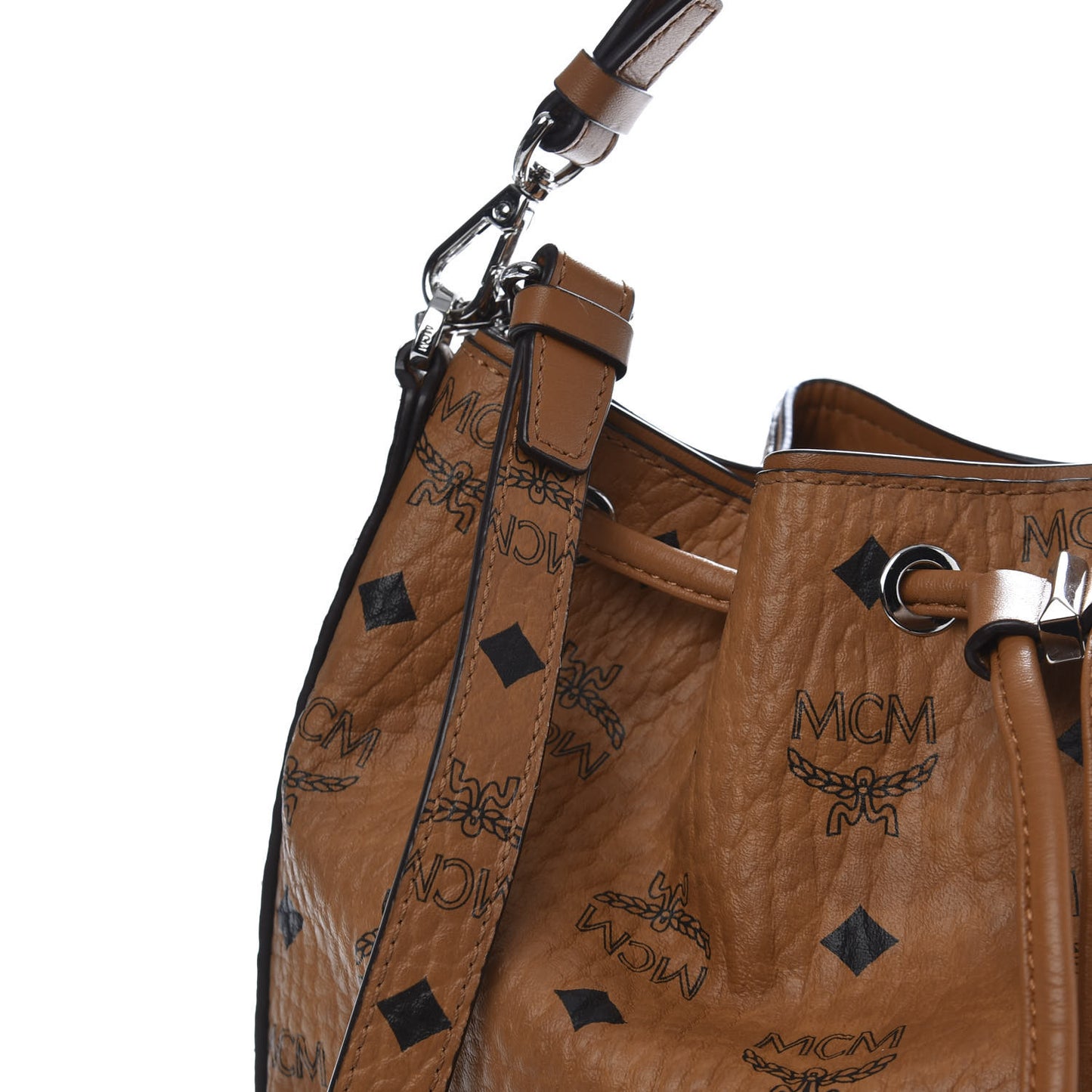 Visetos Crocodile Embossed Geonautic Bucket Bag Cognac