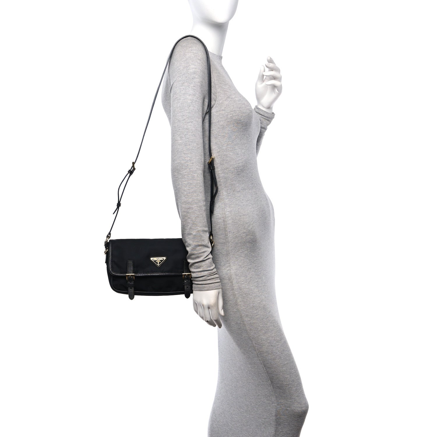 Prada Tessuto Nylon Saffiano Small Messenger Bag Black 2 of 15