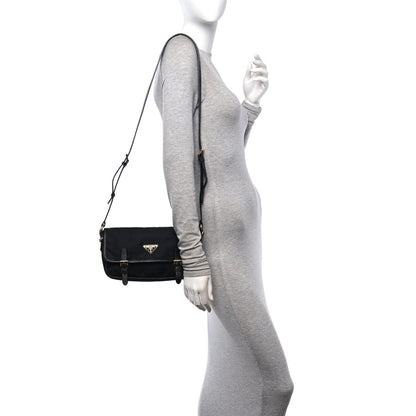 Prada Tessuto Nylon Saffiano Small Messenger Bag Black 2 of 15