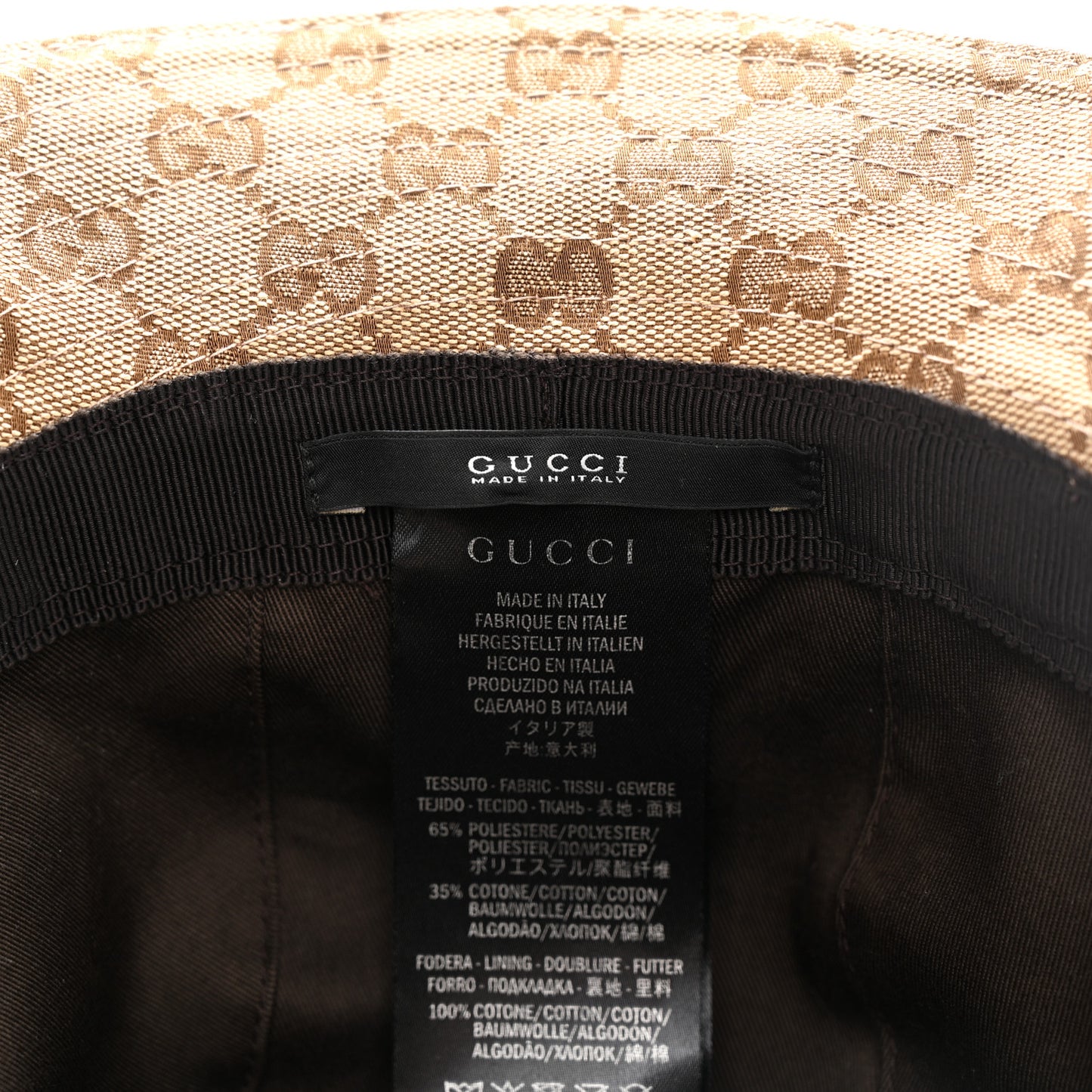 GG Monogram Web Bucket Hat XL Brown