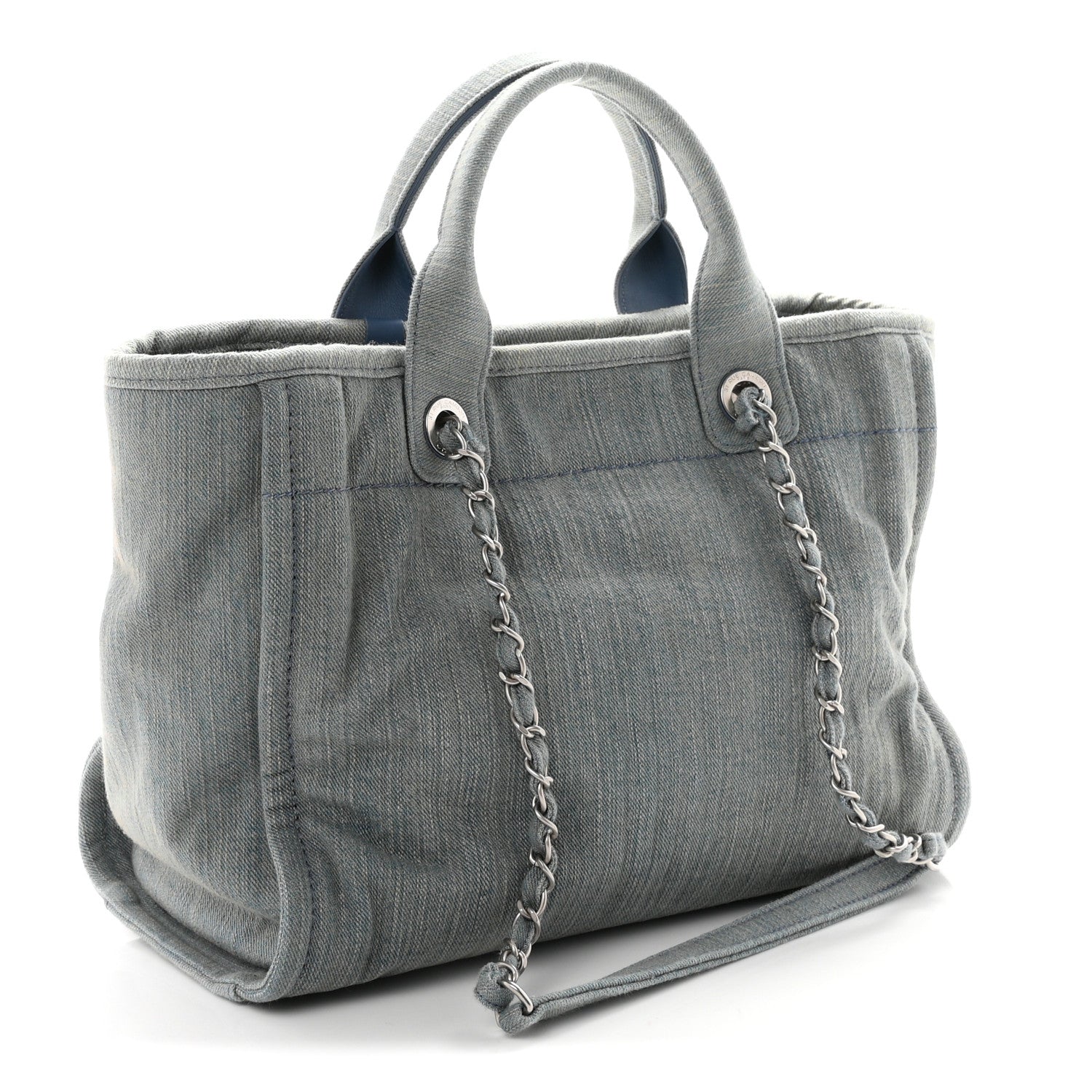 Chanel Denim Small Deauville Tote Light Blue 3 of 10
