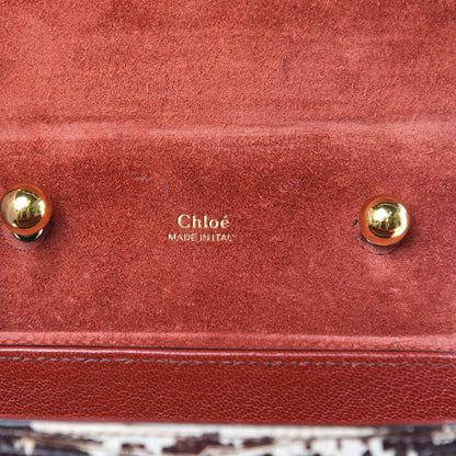 Chloe Calfskin Lizard Embossed Small Aby Lock Sepia Brown 6 of 12