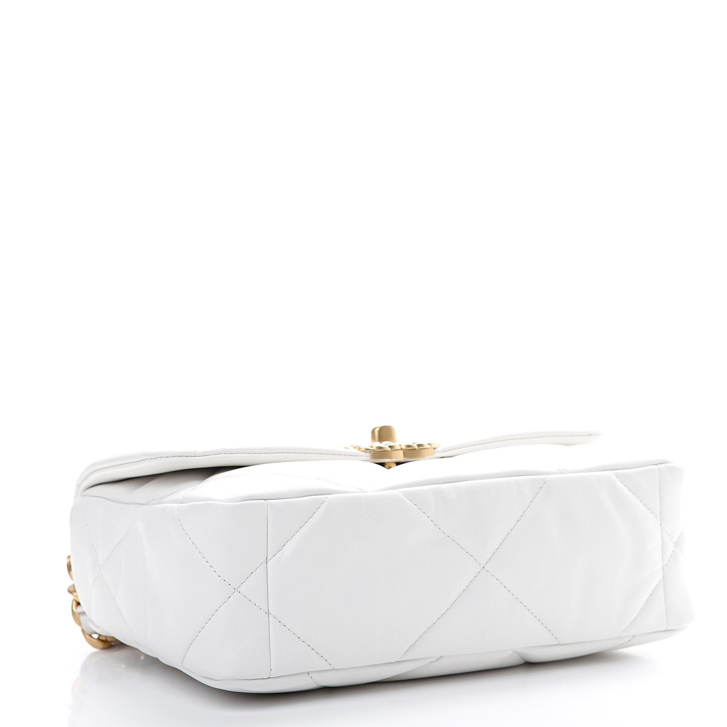 Goatskin Quilted Medium 19 Flap White