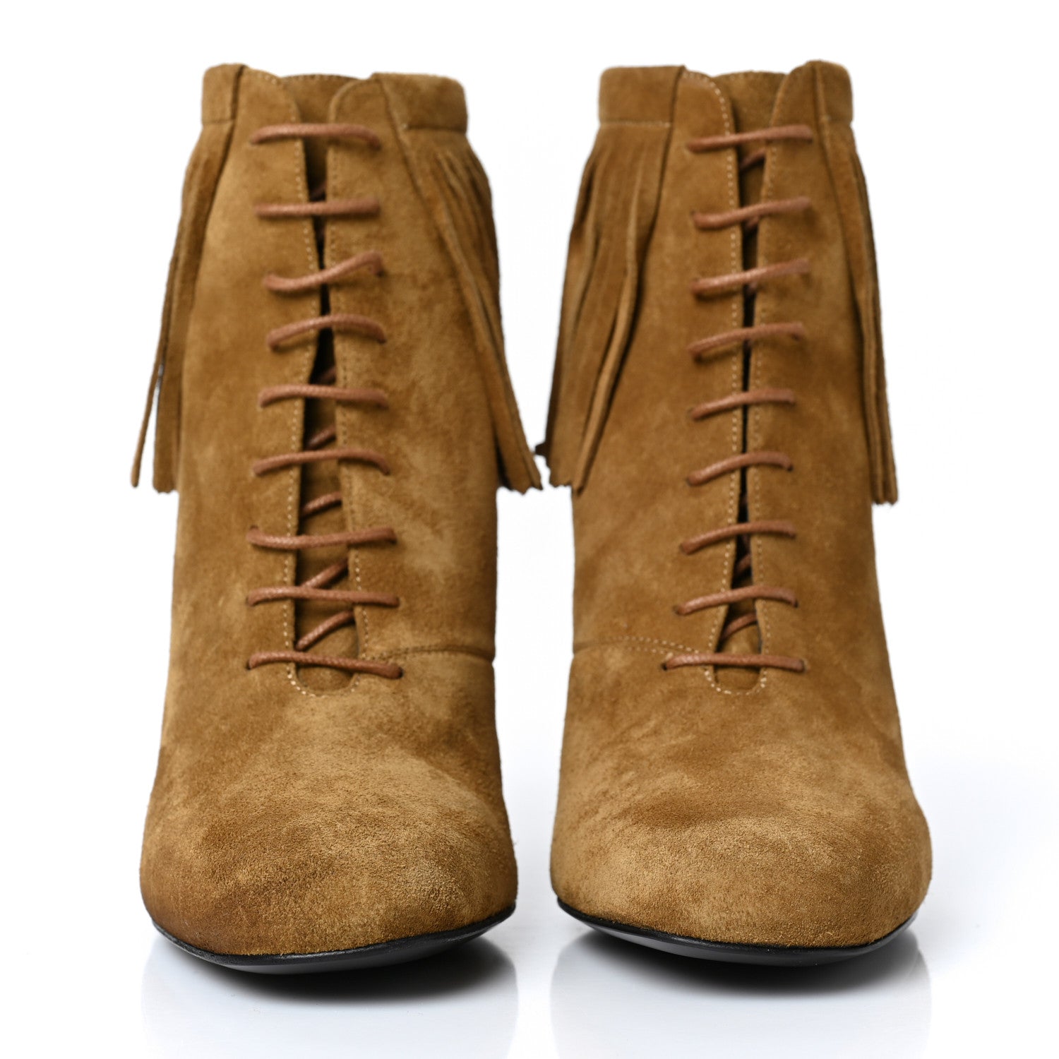 Saint Laurent Suede Babies 90 Fringe Ankle Boots 38 Light Tan 2 of 8