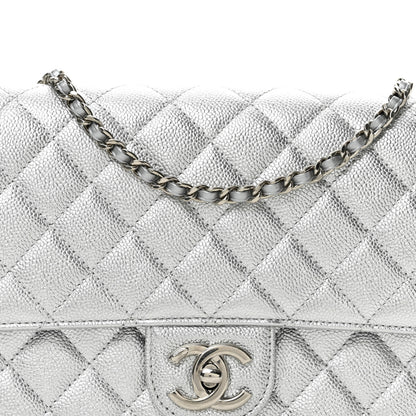 Chanel Metallic Caviar Quilted Medium CC Slide Flap Silver 8 of 12