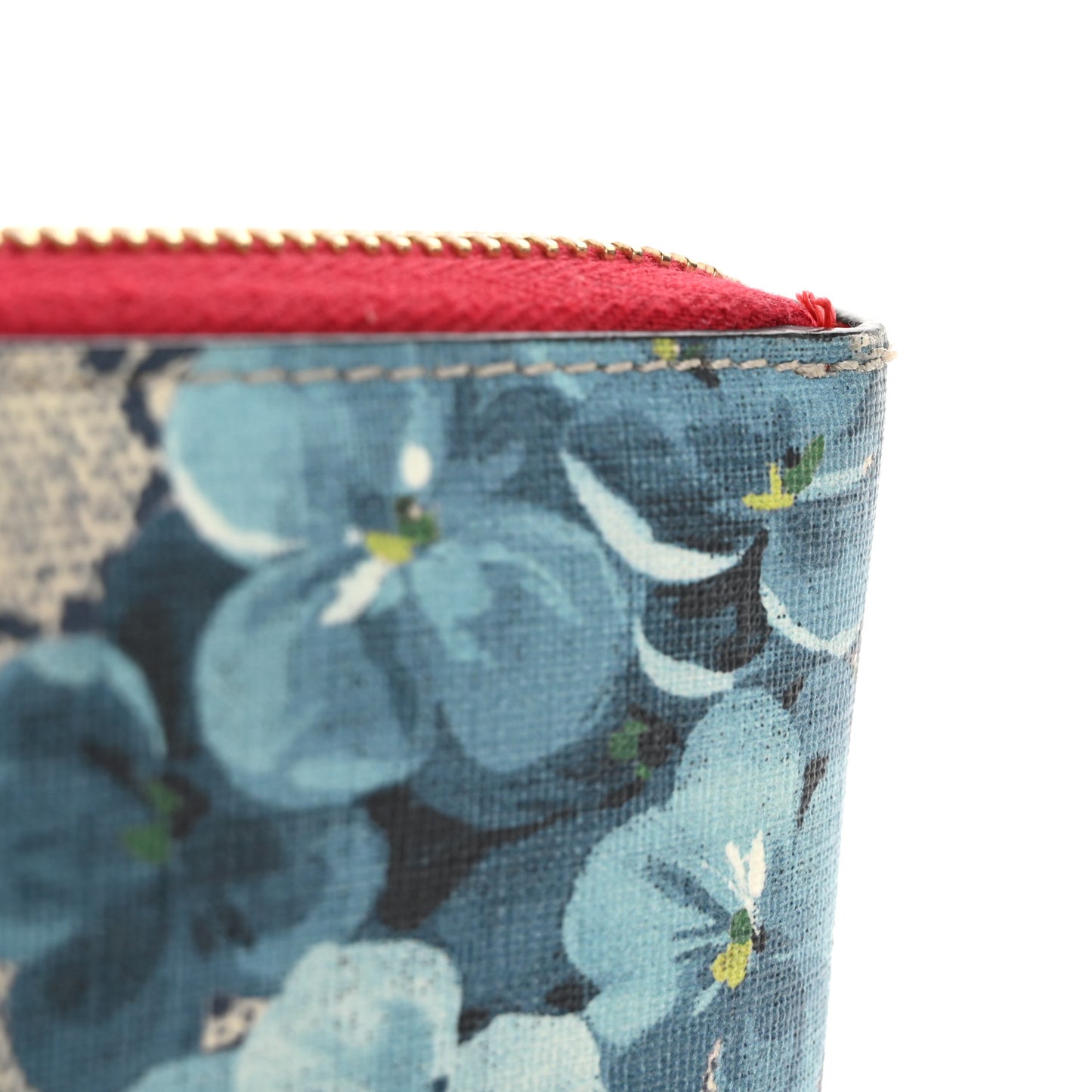GG Supreme Monogram Blooms Zip Around Wallet Blue Red