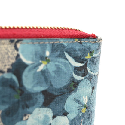 Gucci GG Supreme Monogram Blooms Zip Around Wallet Blue Red 16 of 17
