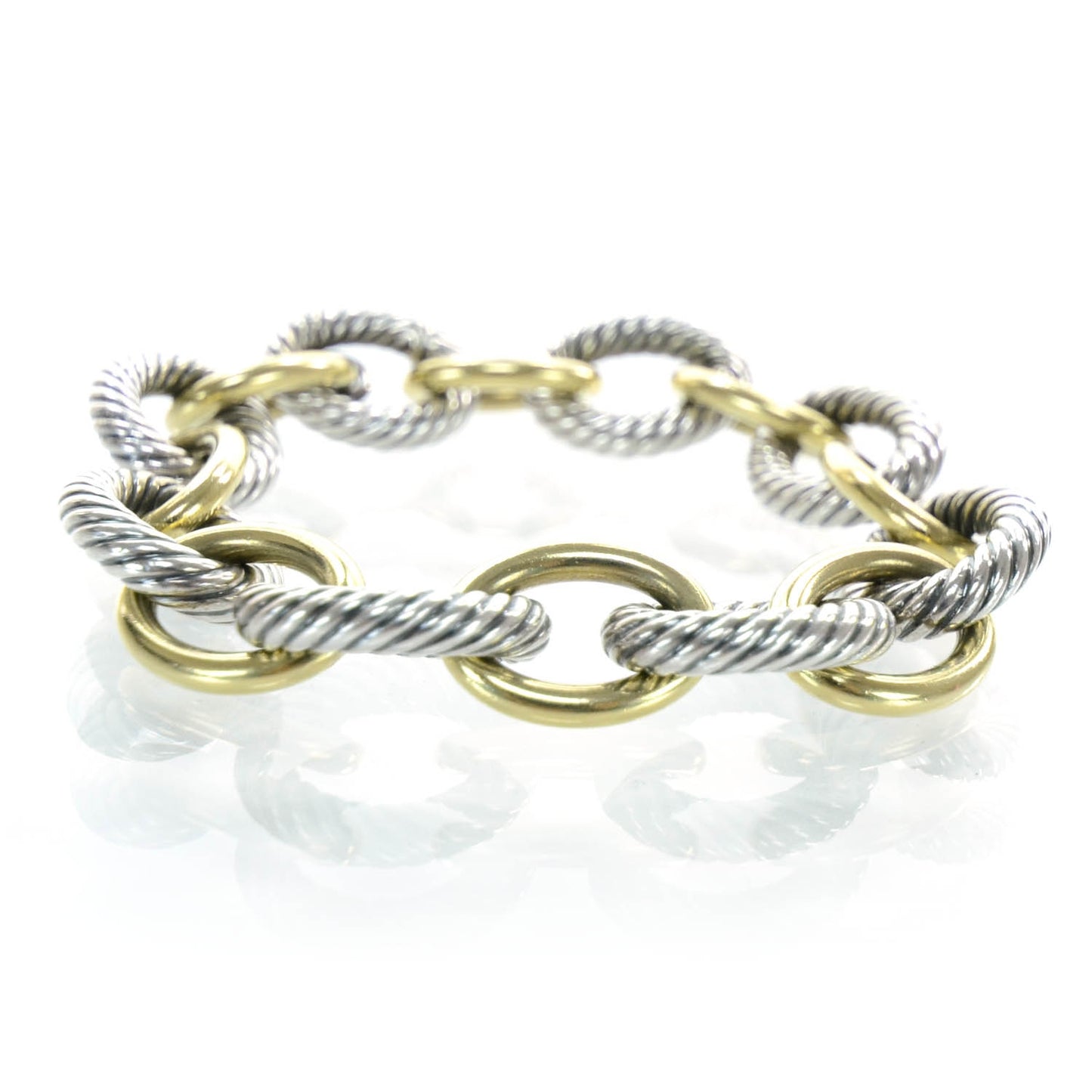 Sterling Silver 18K Yellow Gold 17mm Extra Large Oval Link Bracelet