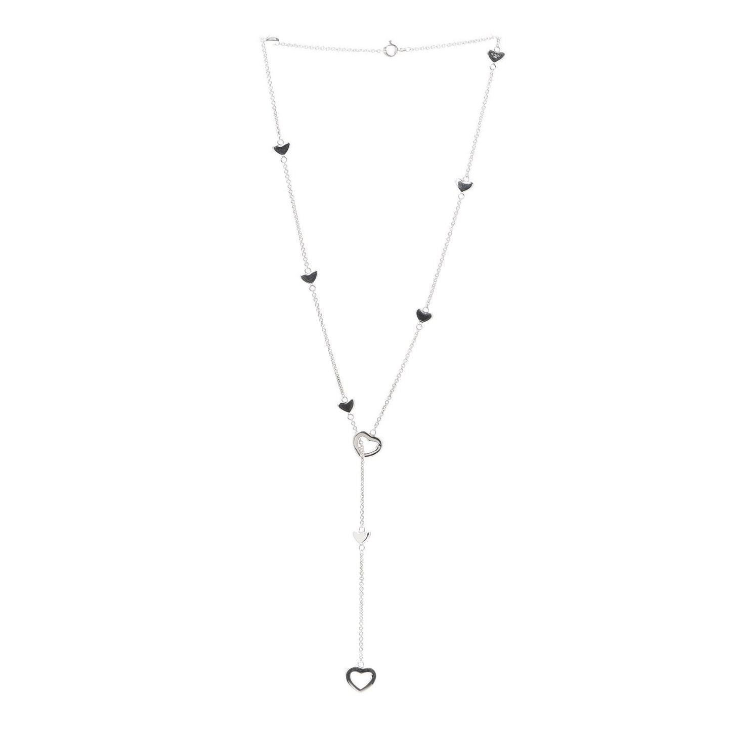Sterling Silver Heart Lariat Necklace