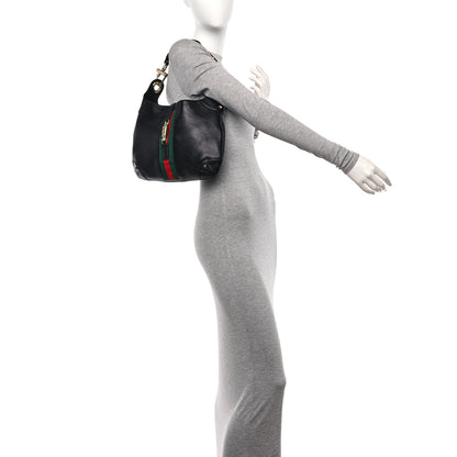 Gucci Calfskin Web Piston Lock Jackie O Hobo Black 2 of 11