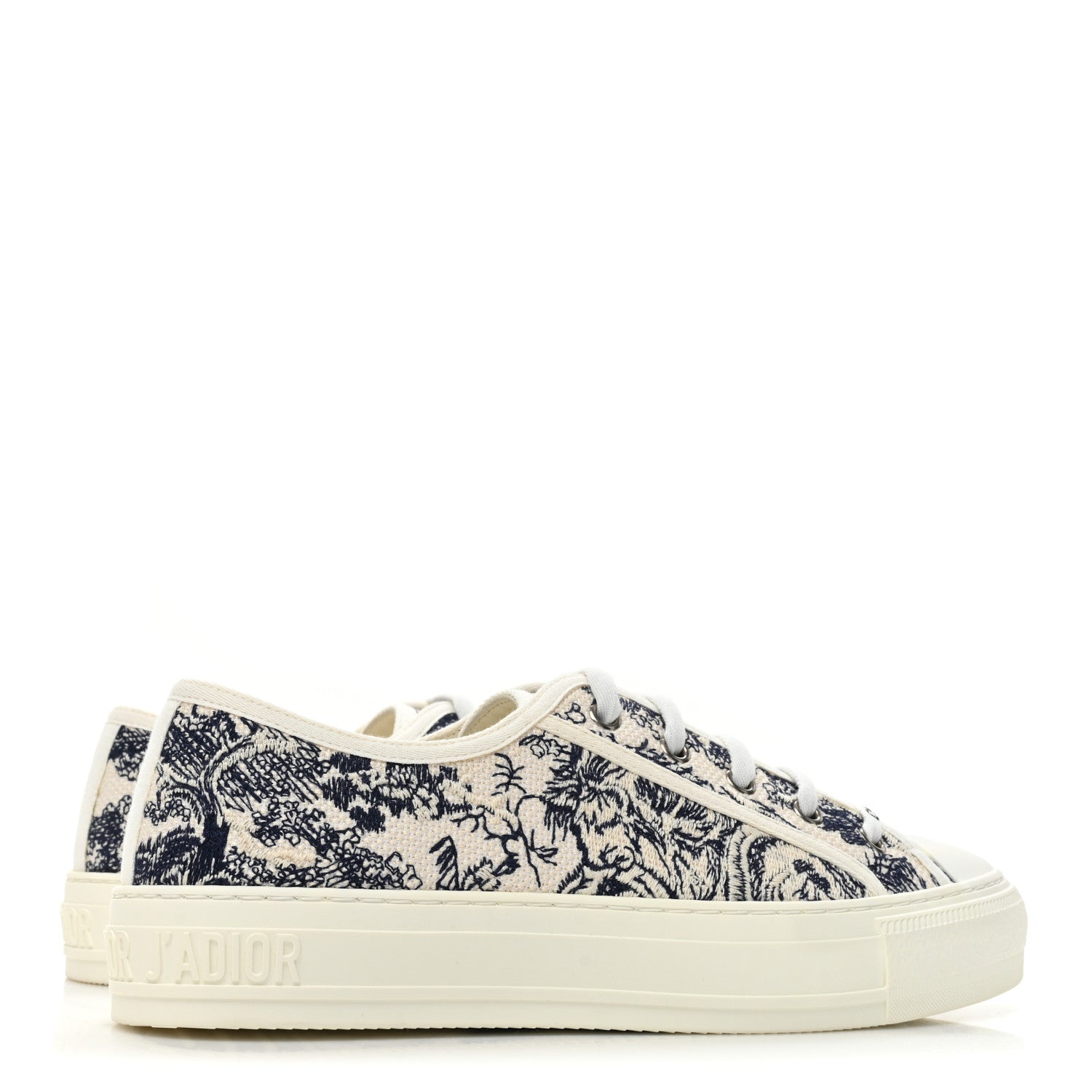 Christian Dior Canvas Toile De Jouy Embroidered Womens Walk Dior Low Top Sneakers 39.5 Off White Navy 5 of 9